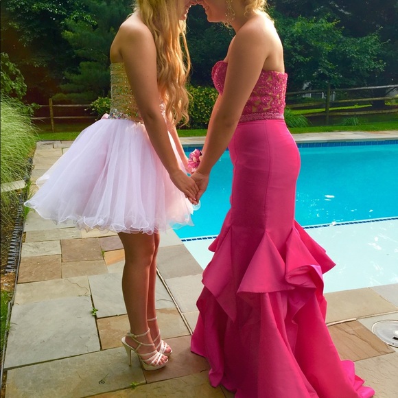 Sherri Hill🌺 Hot Pink Prom Dress💖 - Picture 8 of 14